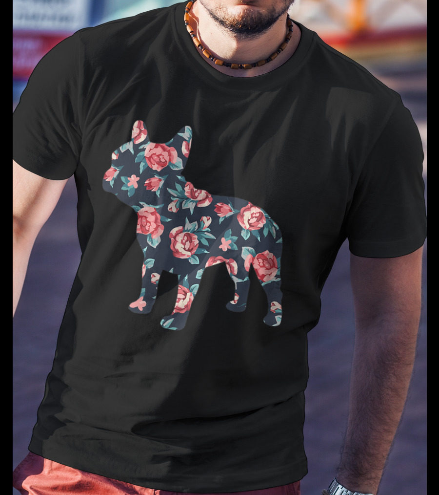 Roses Floral French Bulldog T-Shirt