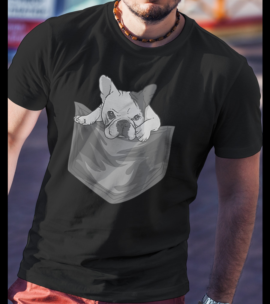 French Bulldog Cute Crazy Pocket T-Shirt
