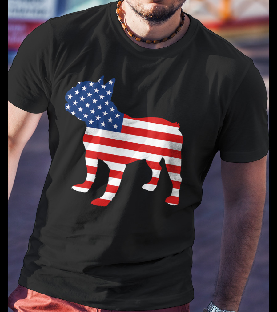 French Bulldog American Flag Fourth Of July USA T-Shirt