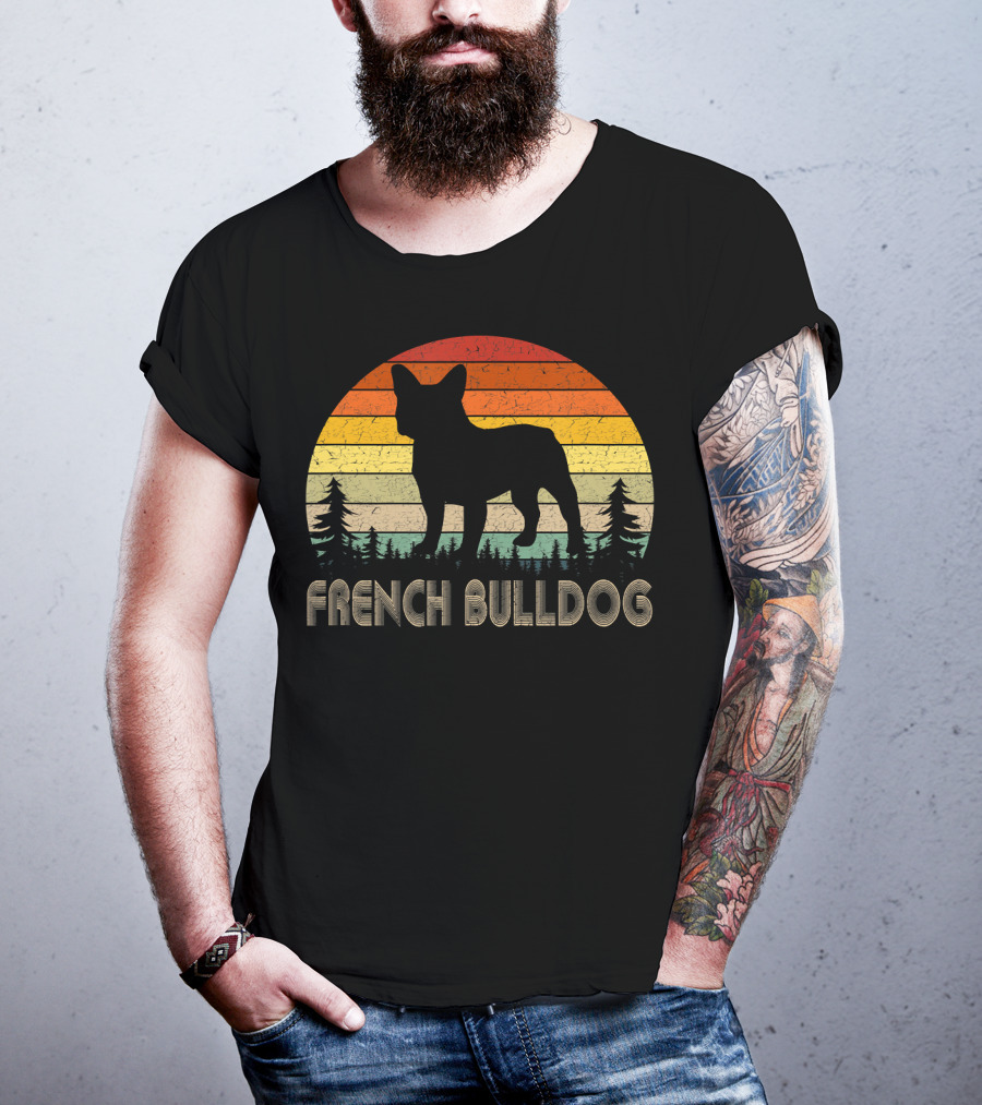 French Bulldog Vintage Dog 70's Retro Sunset T-Shirt