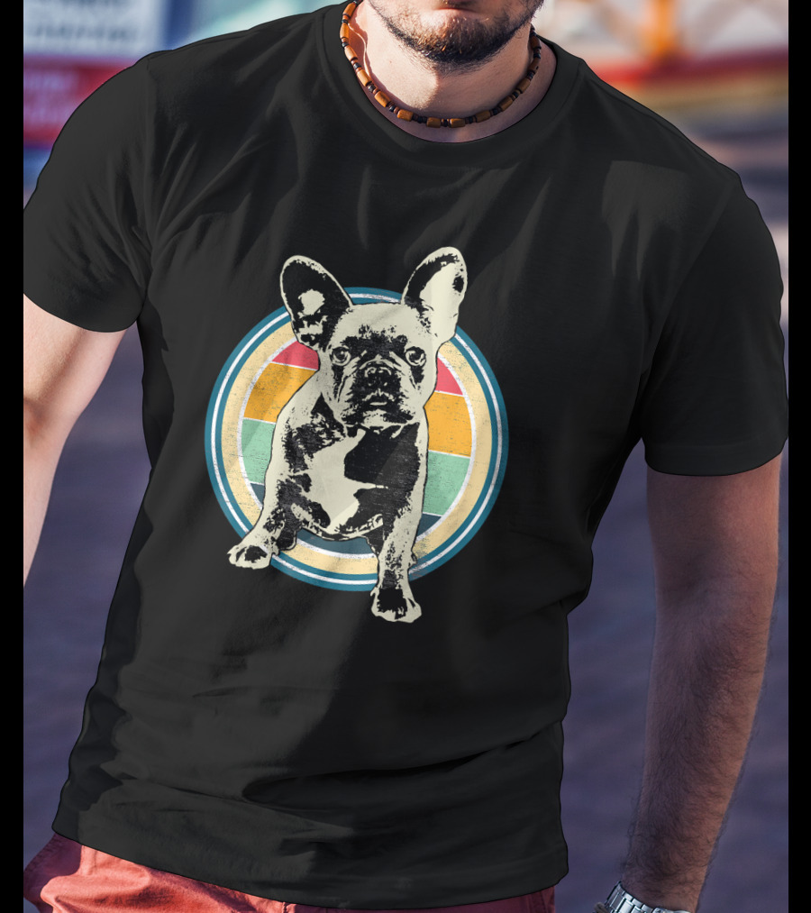 French Bulldog Vintage Retro Circle T-Shirt
