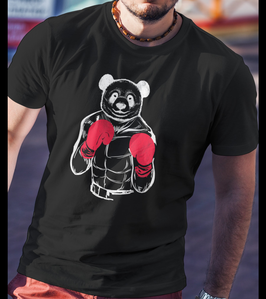 Friendly Panda Bear Boxer With Red Boxing Gloves T-Shirt