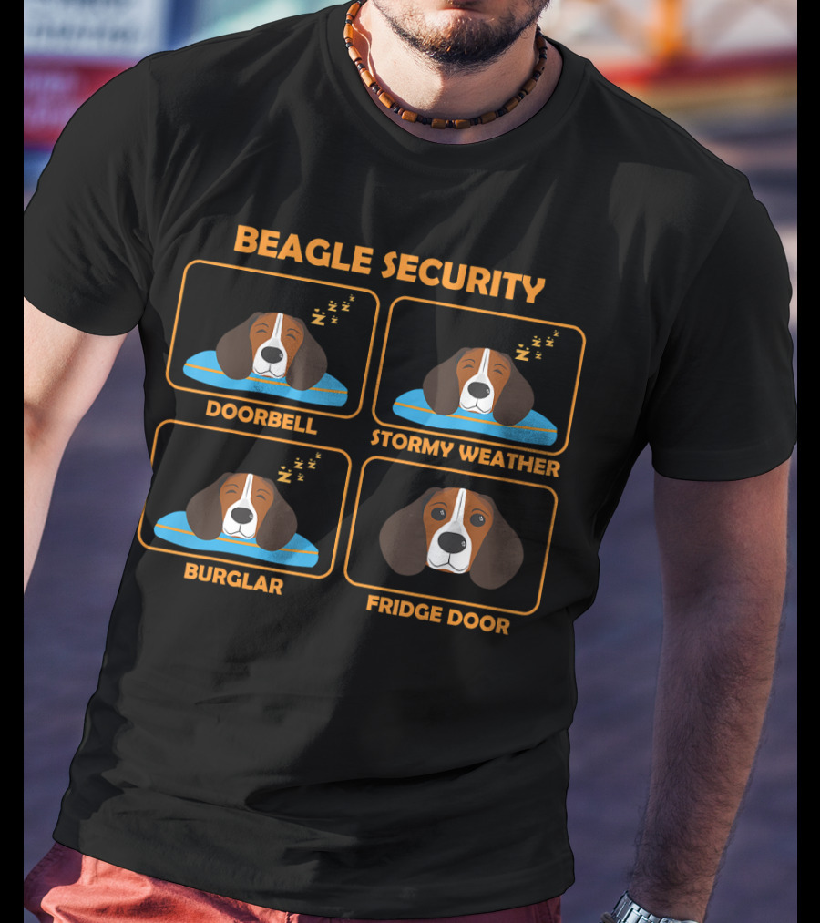 Beagle Security Doorbell Stormy Weather Burglar Fridge Door T-Shirt