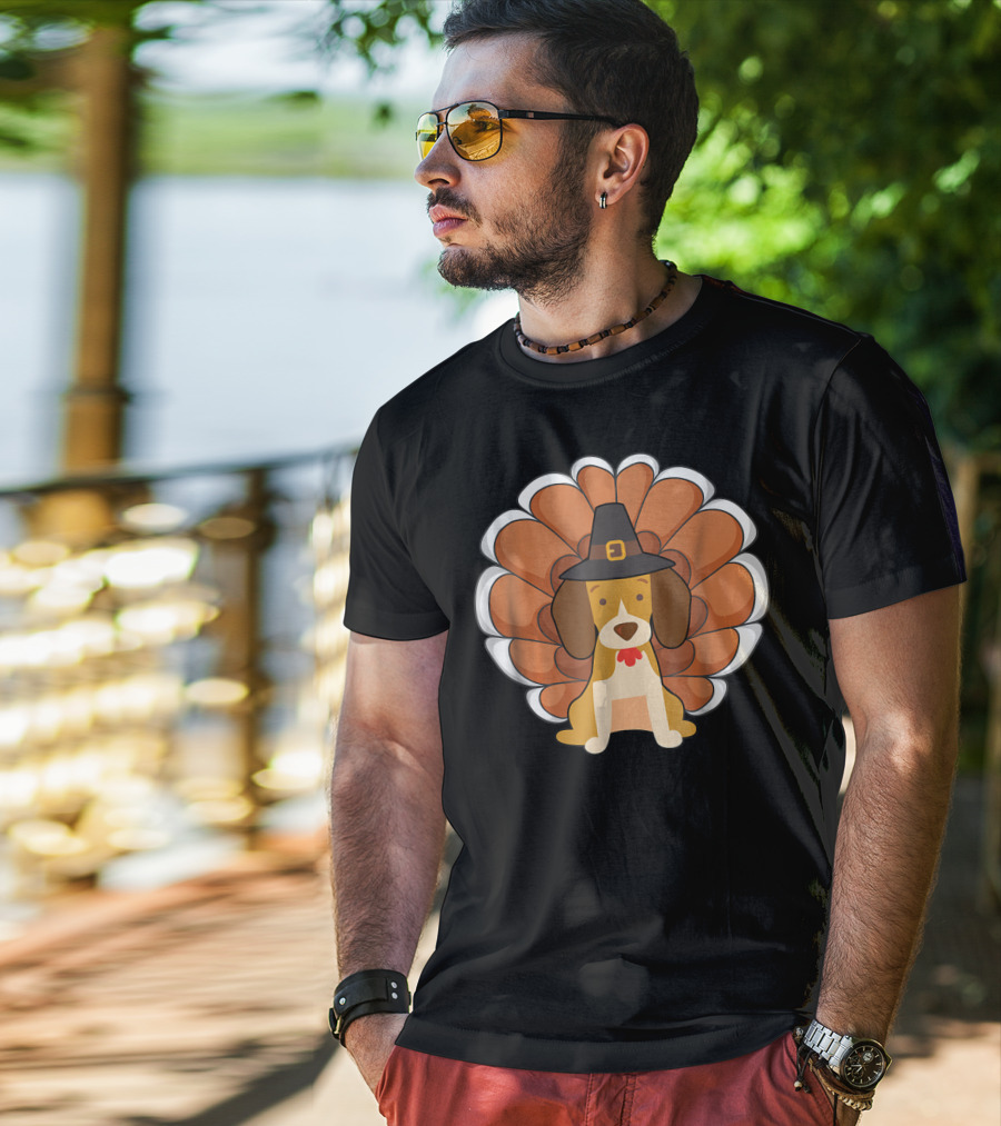 Funny Beagle Turkey Thanksgiving Hat Humor T-Shirt