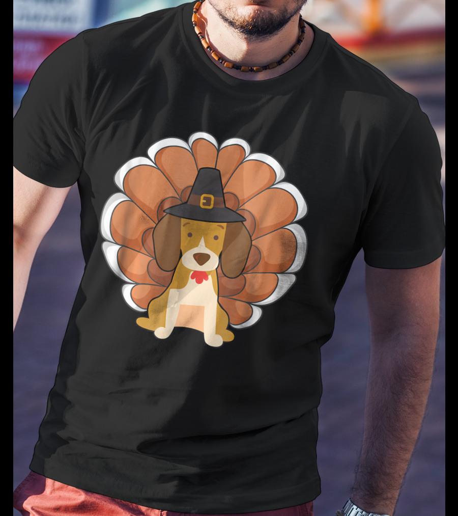 Funny Beagle Turkey Thanksgiving Hat Humor T-Shirt