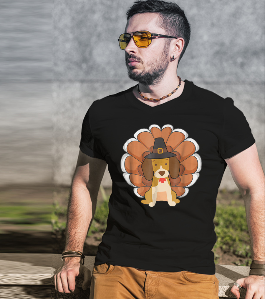 Funny Beagle Turkey Thanksgiving Hat Humor T-Shirt