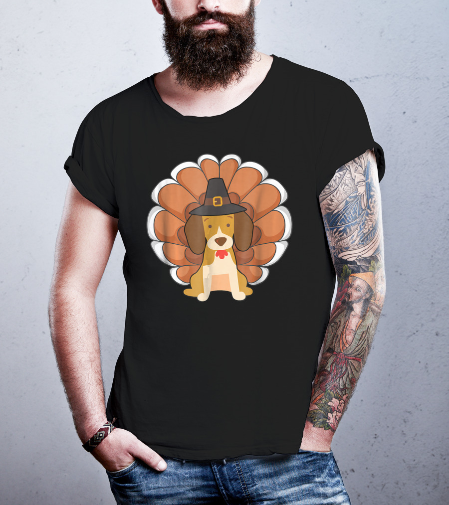 Funny Beagle Turkey Thanksgiving Hat Humor T-Shirt