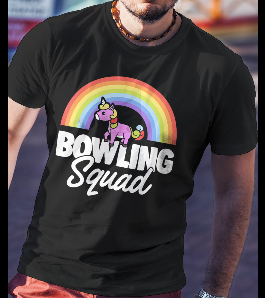 Bowling Squad Funny Unicorn Rainbow T-Shirt