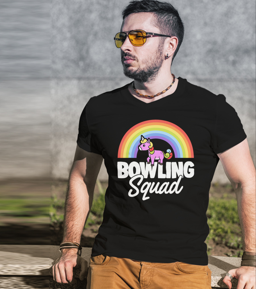 Bowling Squad Funny Unicorn Rainbow T-Shirt