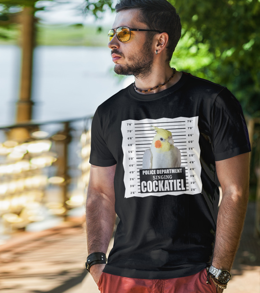 Police Department Singing Cockatiel Mugshot T-Shirt