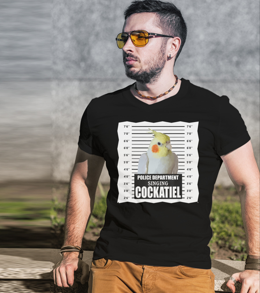 Police Department Singing Cockatiel Mugshot T-Shirt
