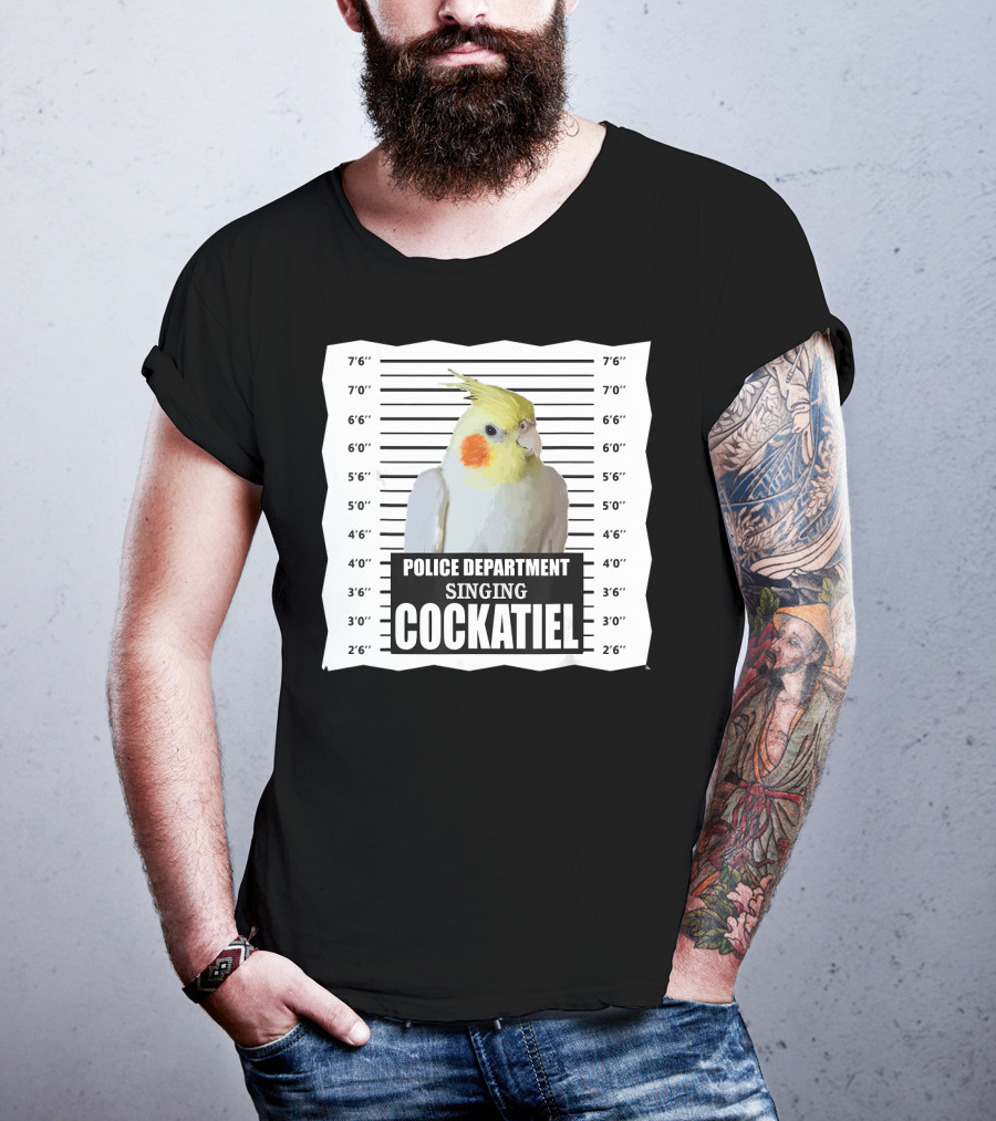 Police Department Singing Cockatiel Mugshot T-Shirt