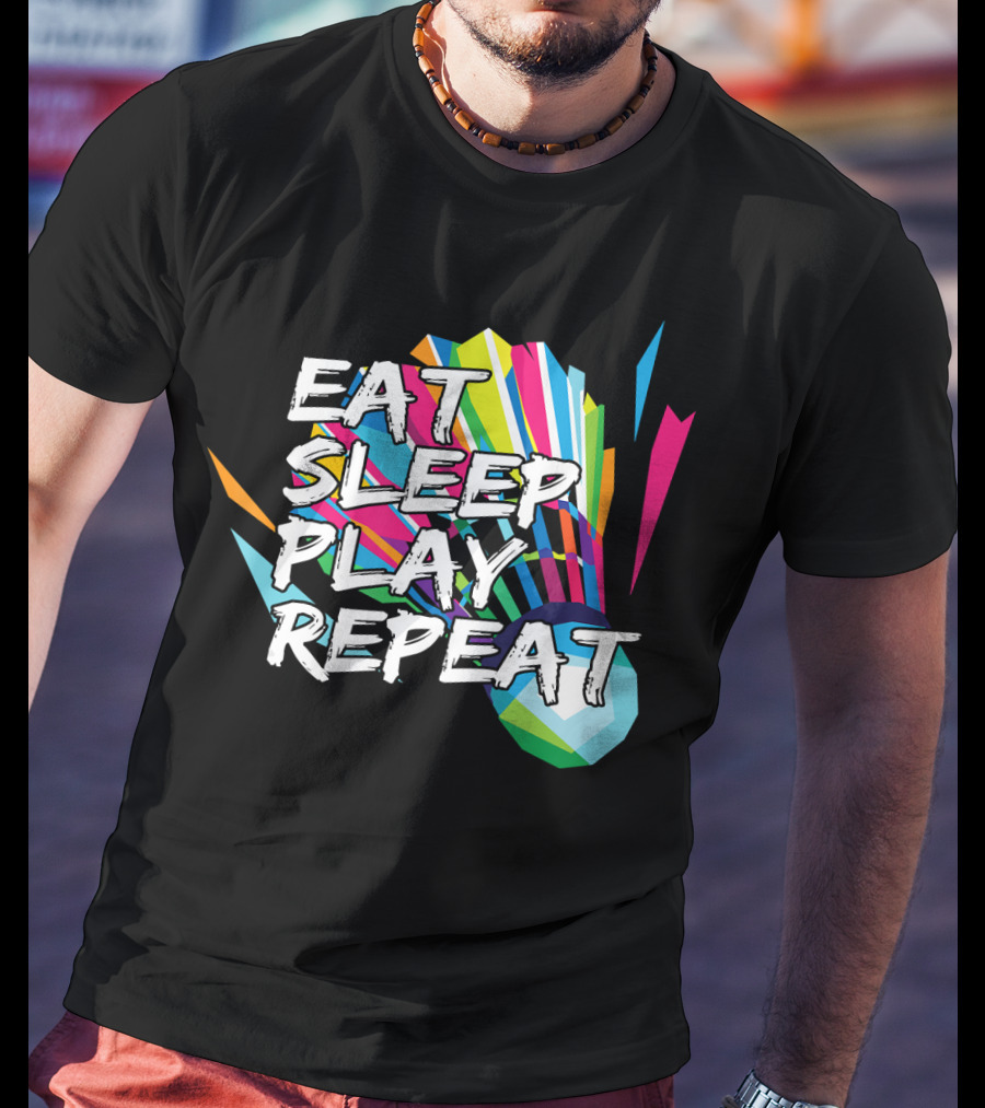 Eat Sleep Play Repeat Badminton Shuttlecock T-Shirt