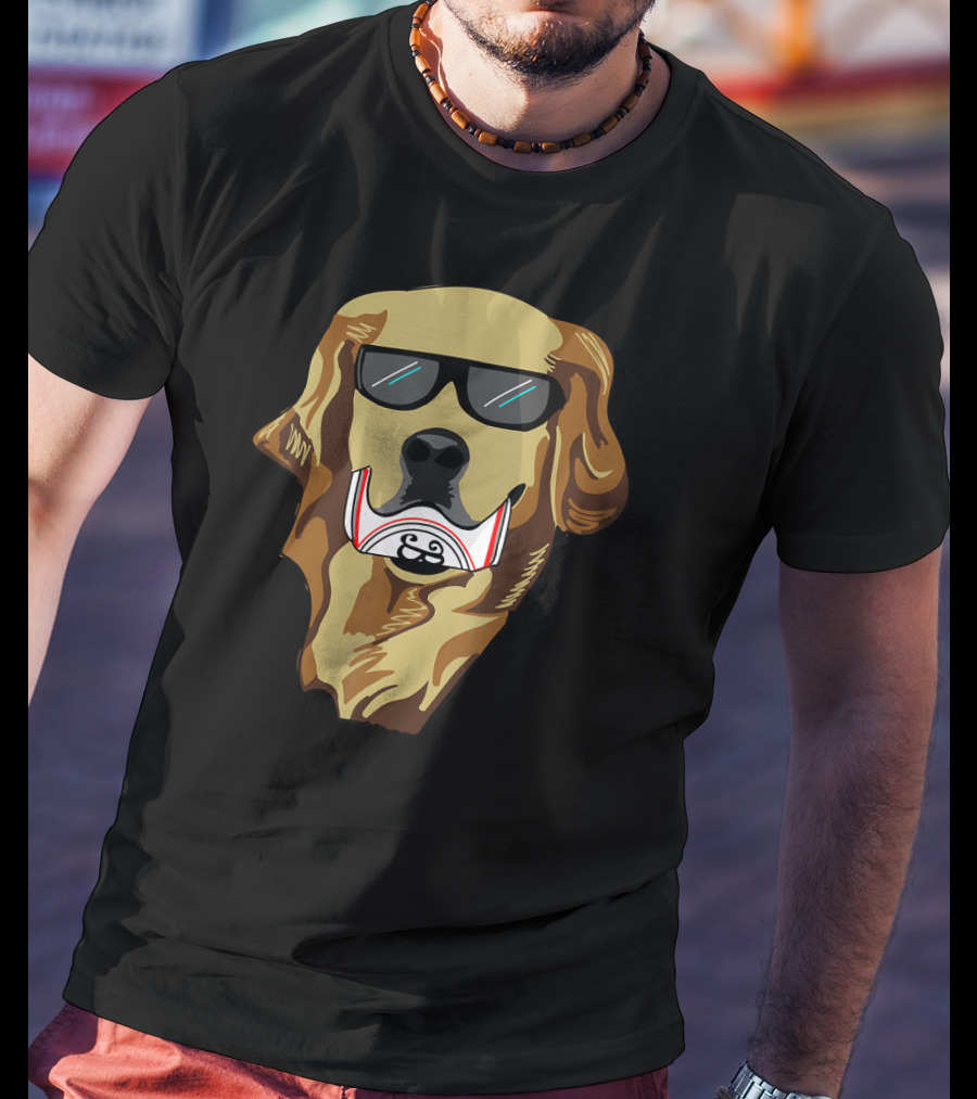 Golden Retriever Wearing Sunglasses Holding Beer Can T-Shirt