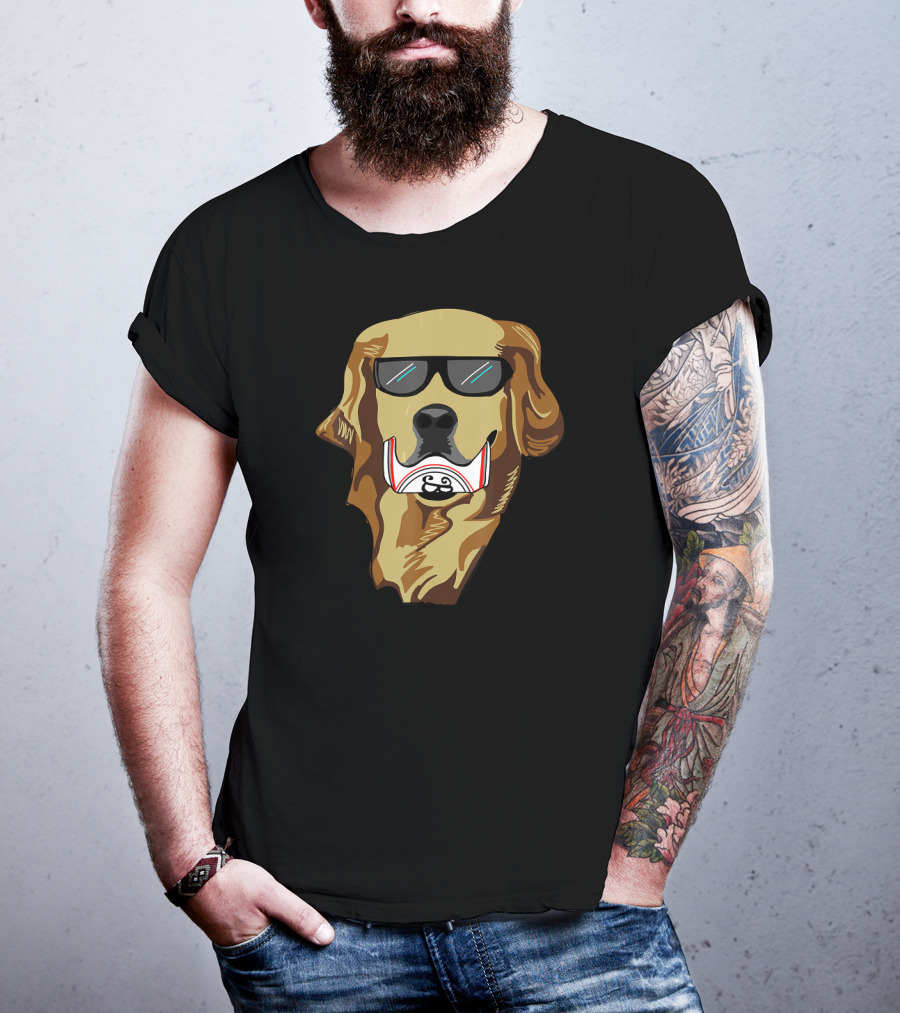Golden Retriever Wearing Sunglasses Holding Beer Can T-Shirt
