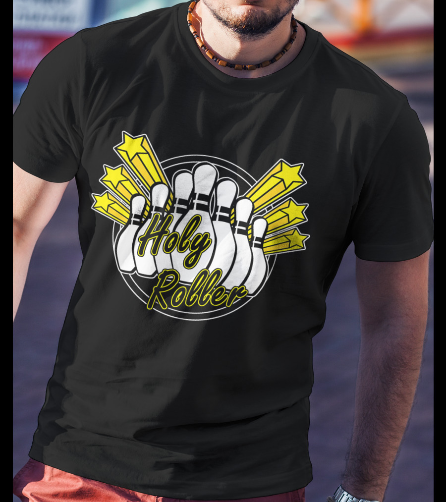 Holy Roller Bowling Pin Stars Retro Funny T-Shirt