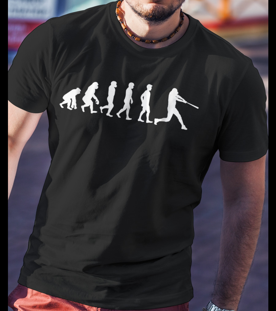 Funny Human Evolution To Baseball Player T-Shirt
