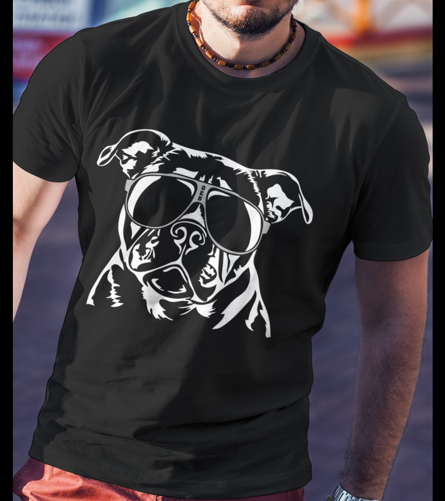 Cool Olde English Bulldog Wearing Sunglasses Funny Dog T-Shirt