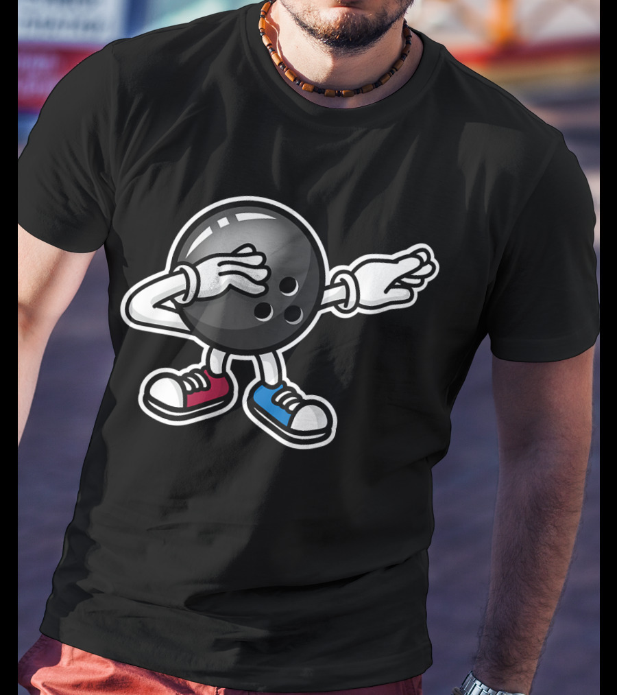 Funny The Dab Dabbing Bowling Ball Kid Bowle Sneakers T-Shirt