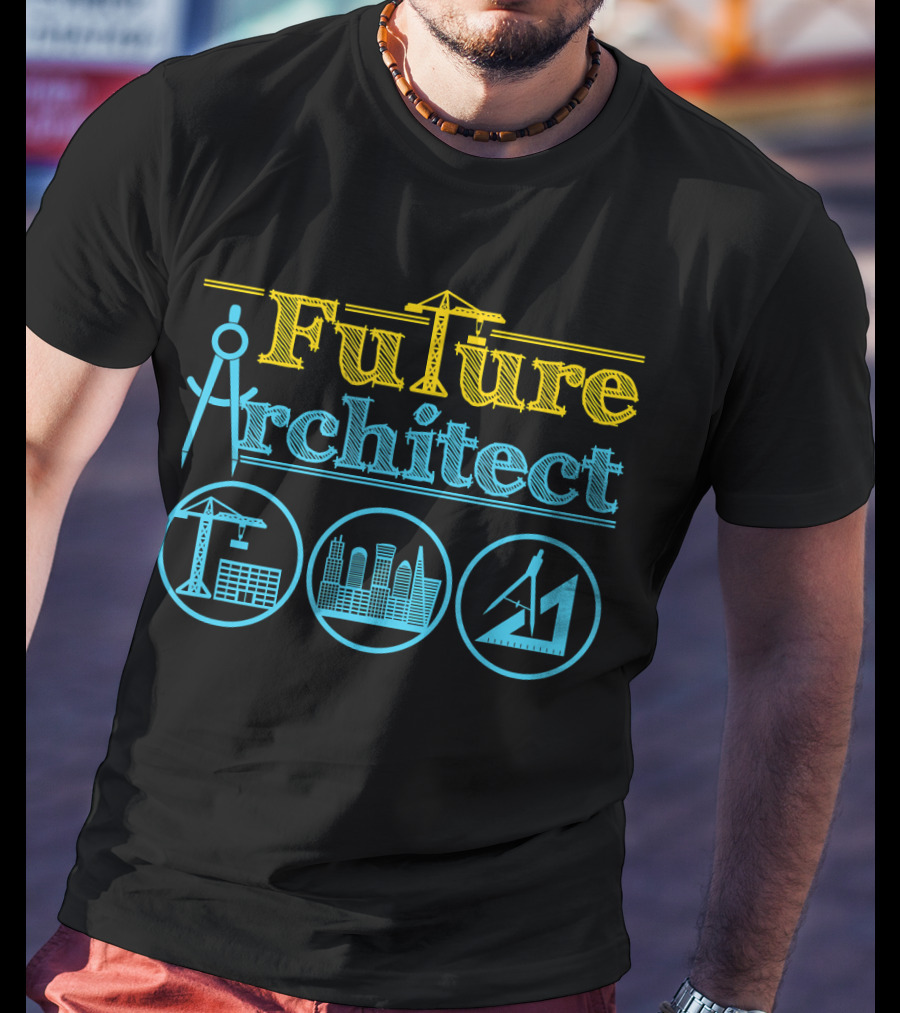 Future Architect Architecture Crane Compass Skyline Drafting T-Shirt