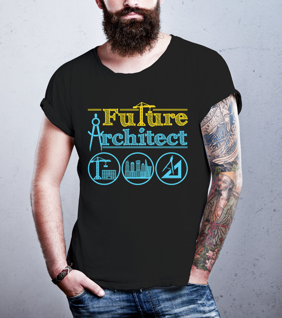 Future Architect Architecture Crane Compass Skyline Drafting T-Shirt
