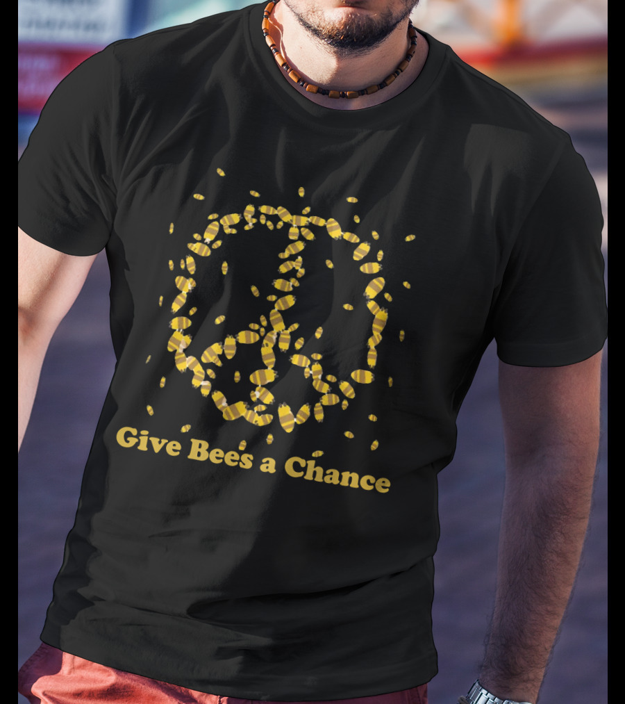 Give Bees A Chance Peace Sign Bee Swarm T-Shirt