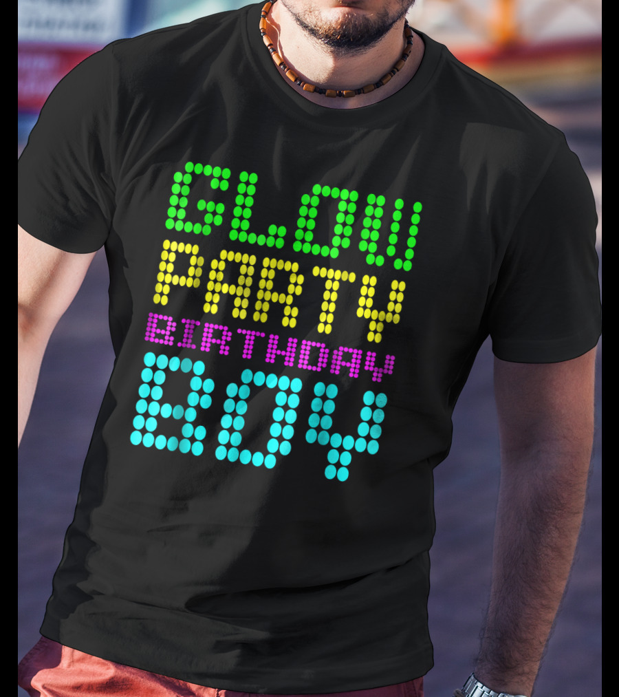 Glow Party Birthday Boy Colorful Dot Text T-Shirt