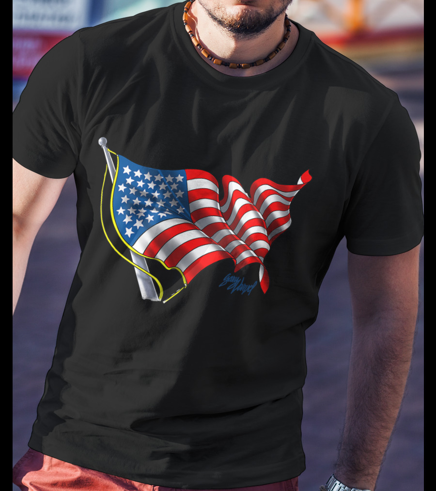 God Bless America Flag Waving T-Shirt