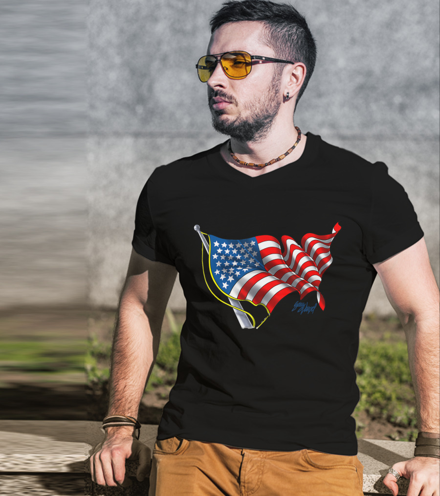 God Bless America Flag Waving T-Shirt