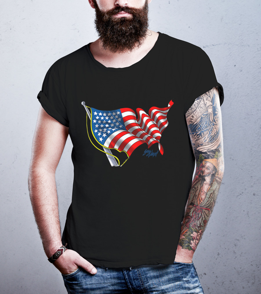 God Bless America Flag Waving T-Shirt