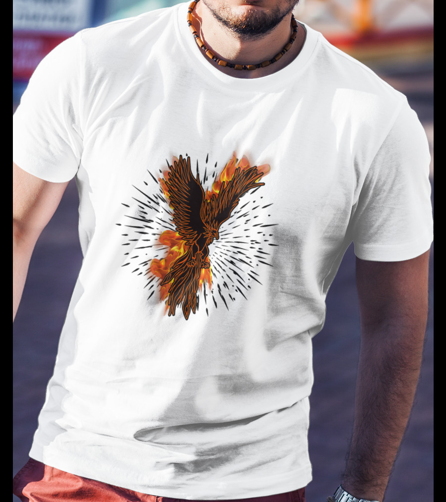 Gothic Burning Phoenix Motorcycle Riders Wil Fire Bird Flames T-Shirt