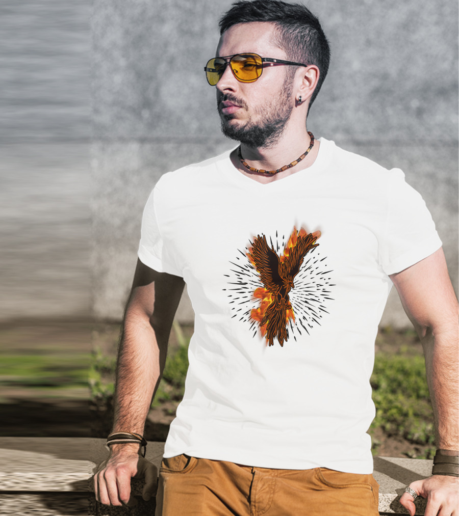 Gothic Burning Phoenix Motorcycle Riders Wil Fire Bird Flames T-Shirt