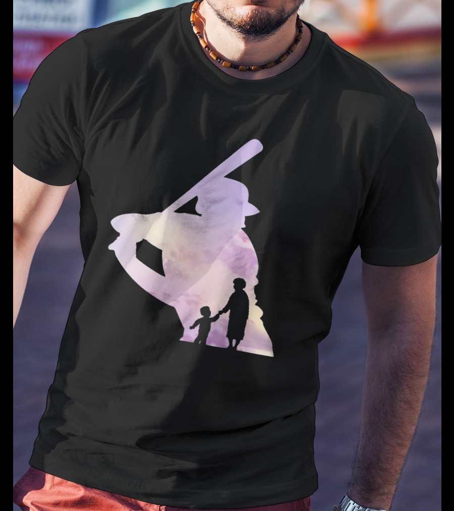 Grandma Behind Every Player Baseball Silhouette With Child Holding Hands T-Shirt
