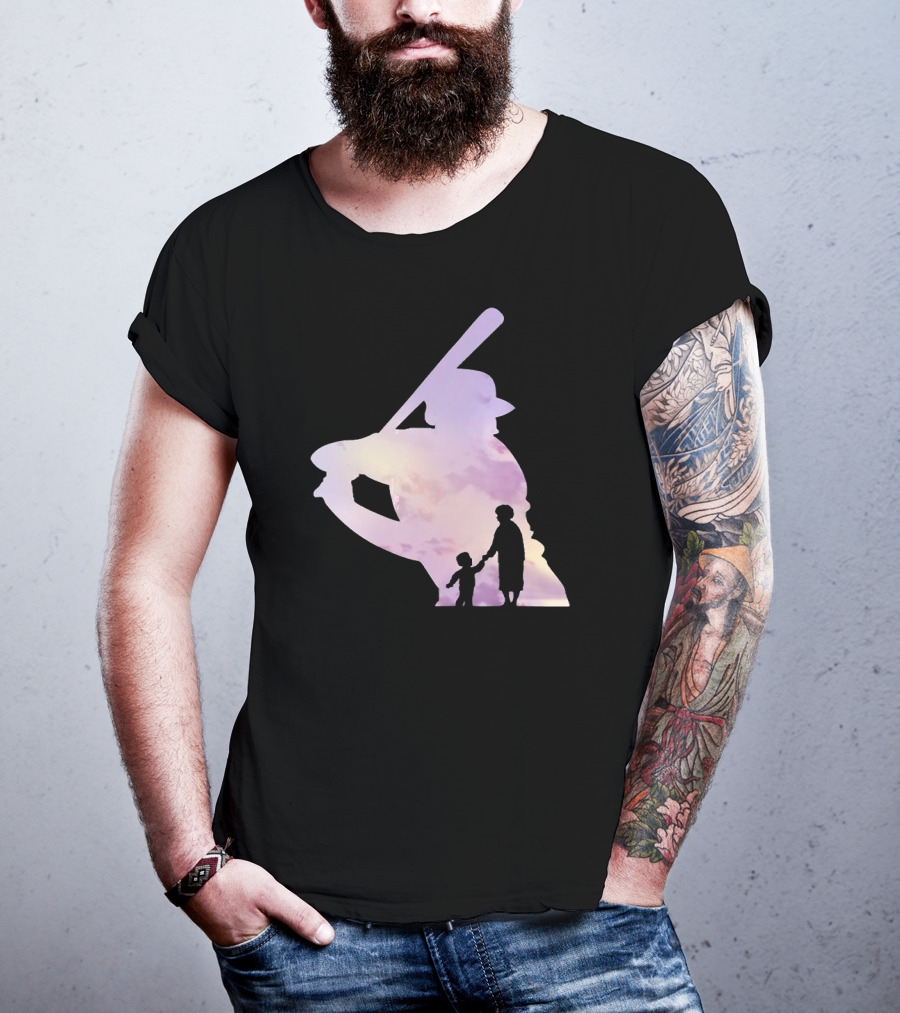 Grandma Behind Every Player Baseball Silhouette With Child Holding Hands T-Shirt