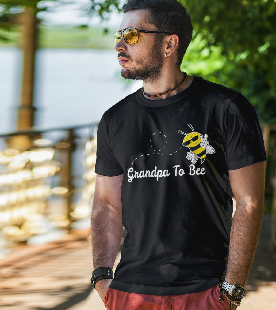 Grandpa To Bee First Time Dad Peaceful Cool Bee T-Shirt
