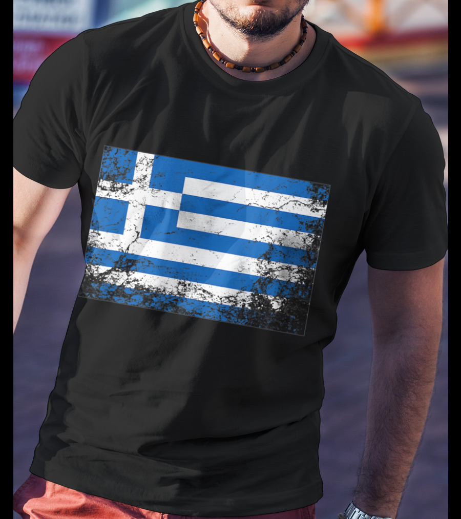 Distressed Vintage Greek National Flag T-Shirt