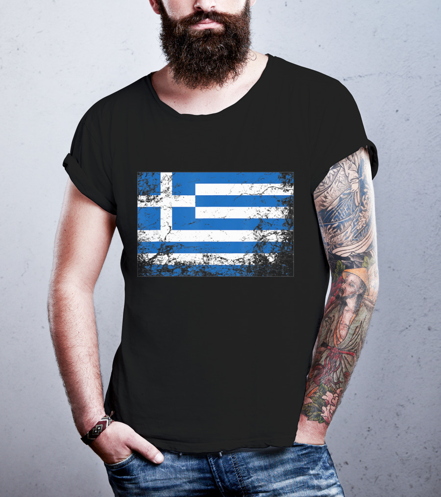 Distressed Vintage Greek National Flag T-Shirt