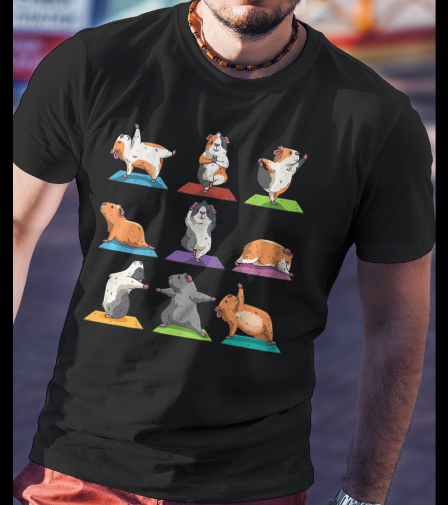 Guinea Pig Yoga Positions Workout Cute Animal Exercise Poses T-Shirt