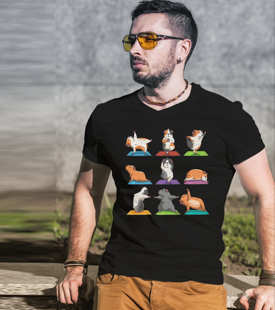 Guinea Pig Yoga Positions Workout Cute Animal Exercise Poses T-Shirt