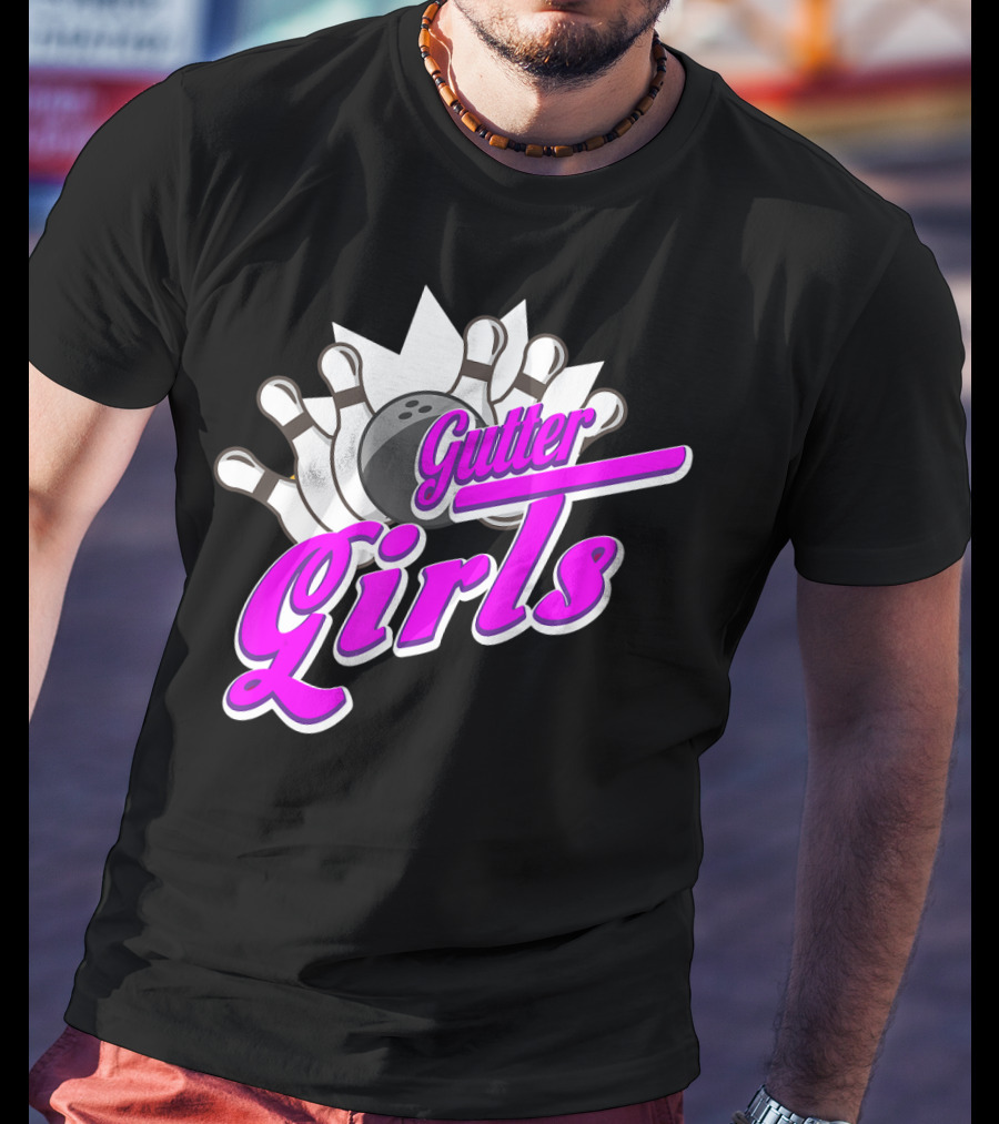 Gutter Girls Bowling Ball Pin Bowler Retro T-Shirt