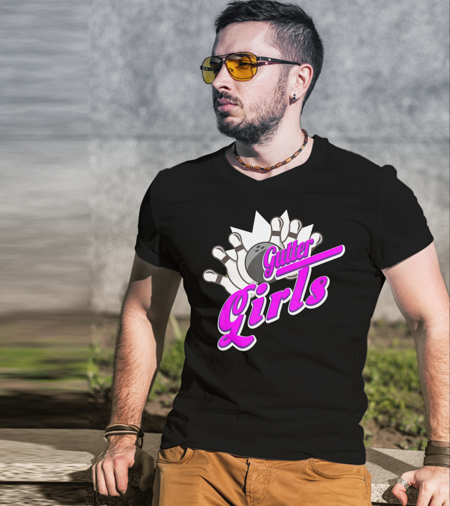 Gutter Girls Bowling Ball Pin Bowler Retro T-Shirt