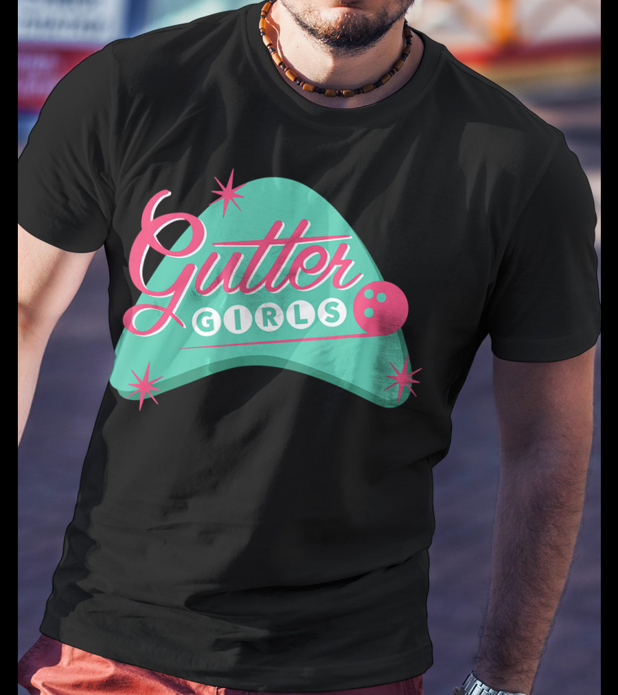 Gutter Girls Bowling Team Retro Logo Pastel T-Shirt