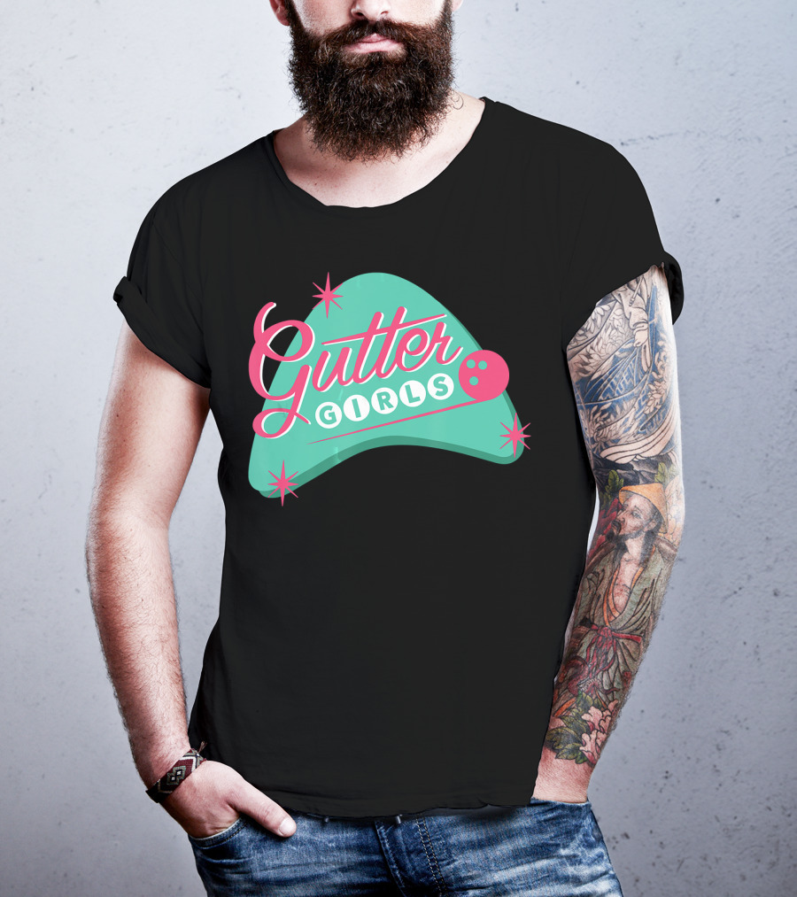 Gutter Girls Bowling Team Retro Logo Pastel T-Shirt