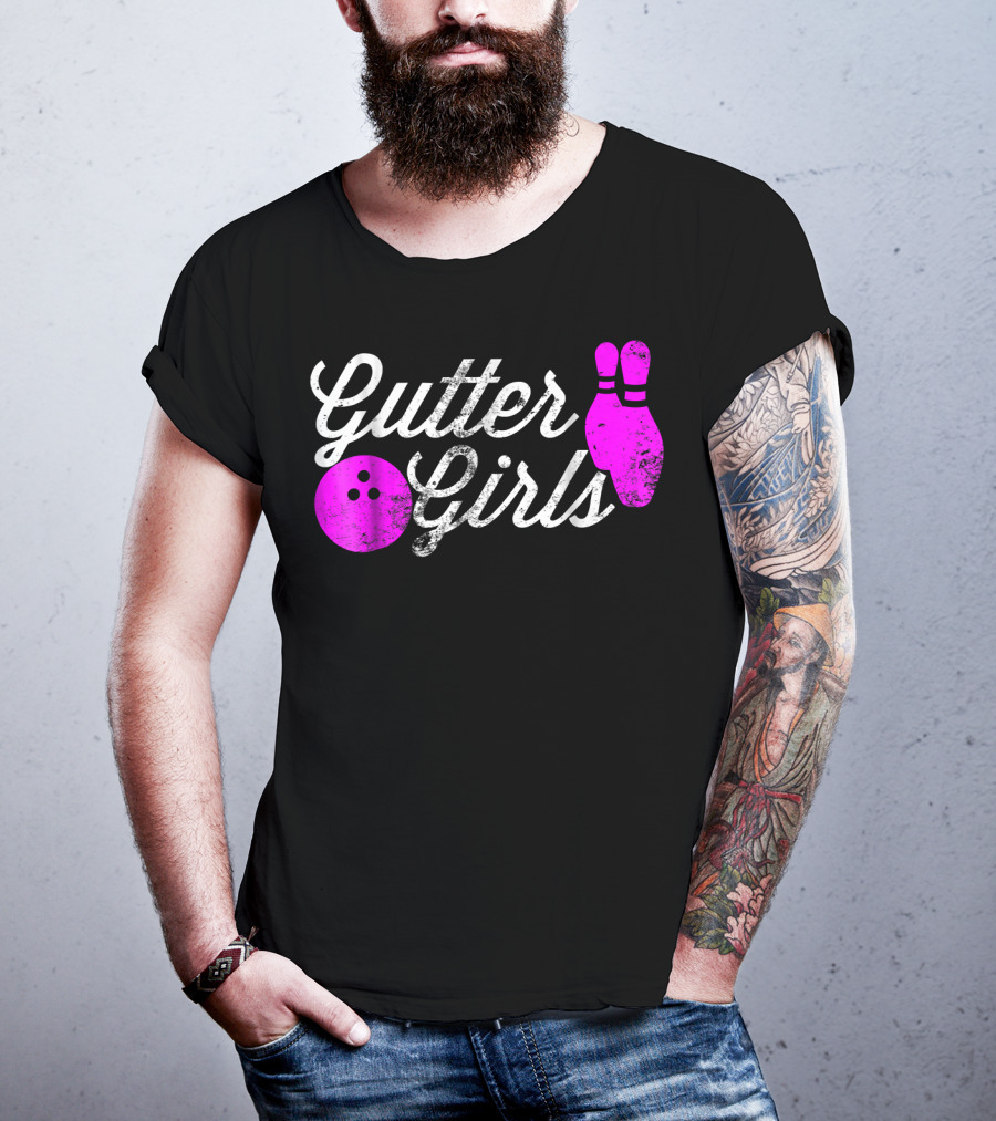 Gutter Girls Funny Bowling Pink Pins And Ball T-Shirt