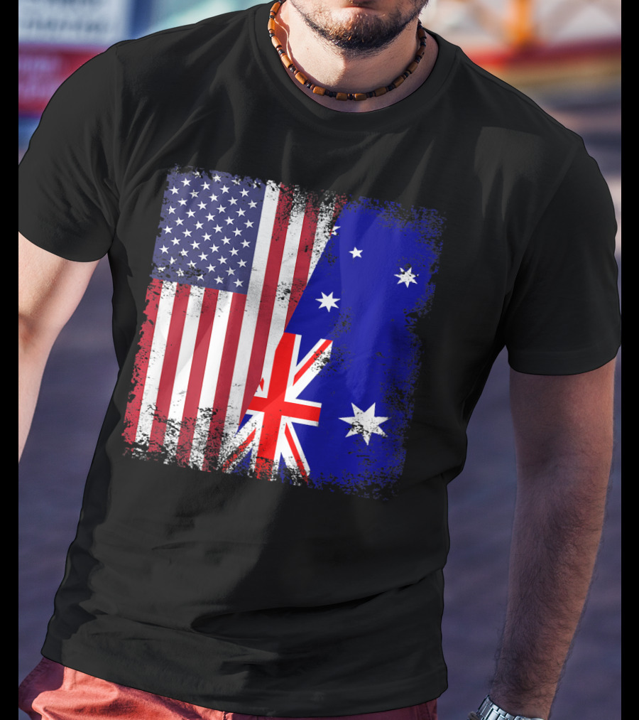 Vintage Half American Australian Flag Iconic T-Shirt