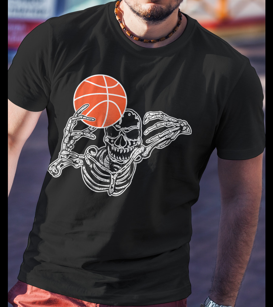 Halloween Skeleton Basketball Player Skul Dunking Spooky Slam T-Shirt