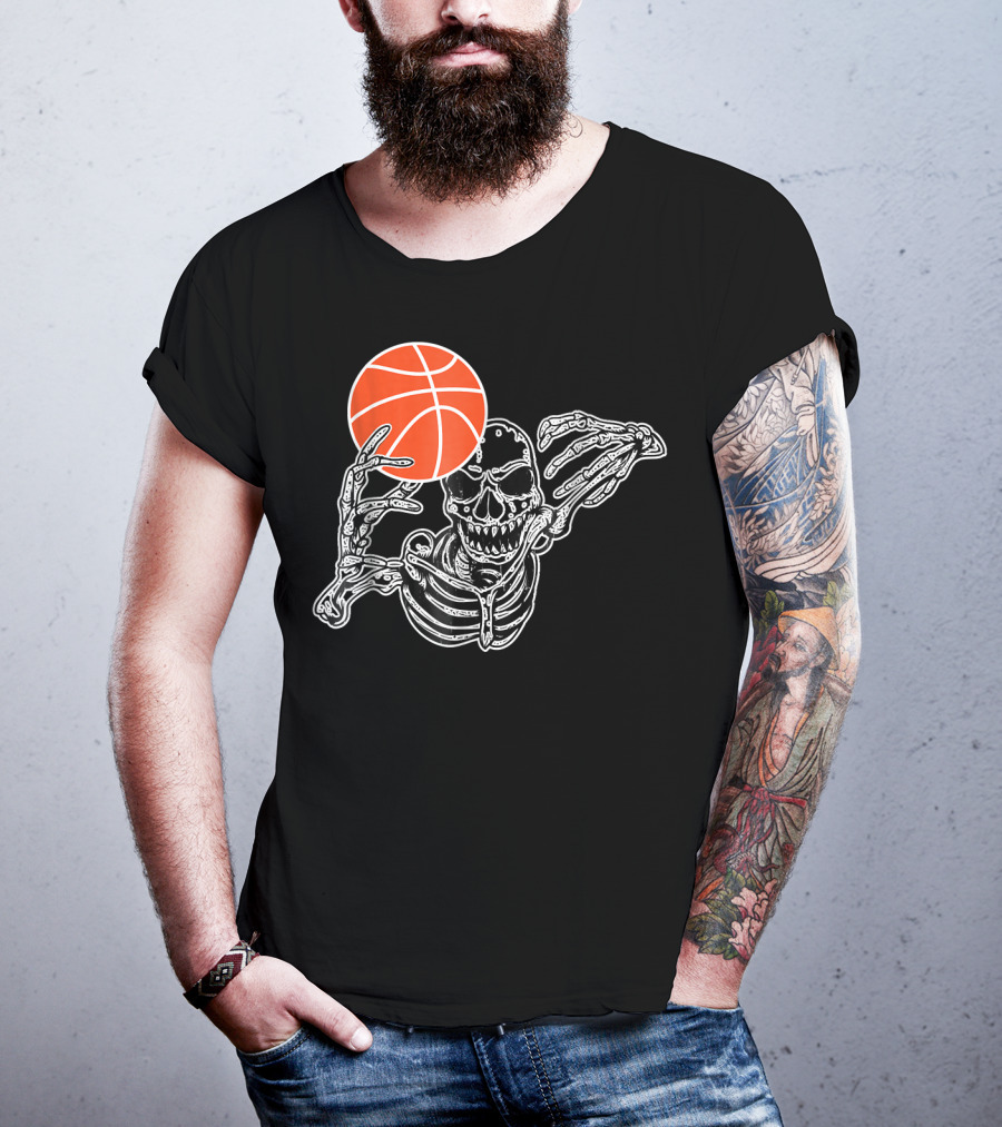 Halloween Skeleton Basketball Player Skul Dunking Spooky Slam T-Shirt