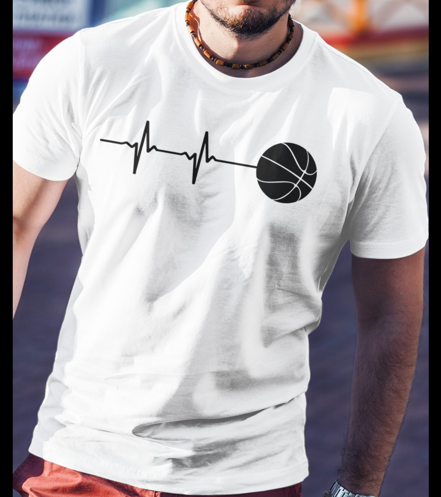 Heartbeat Basketball Player Pulse Path T-Shirt