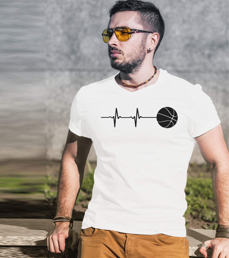 Heartbeat Basketball Player Pulse Path T-Shirt