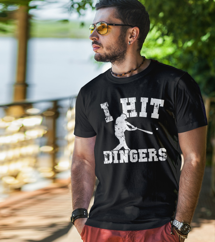 I Hit Dingers Baseball Batting T-Shirt
